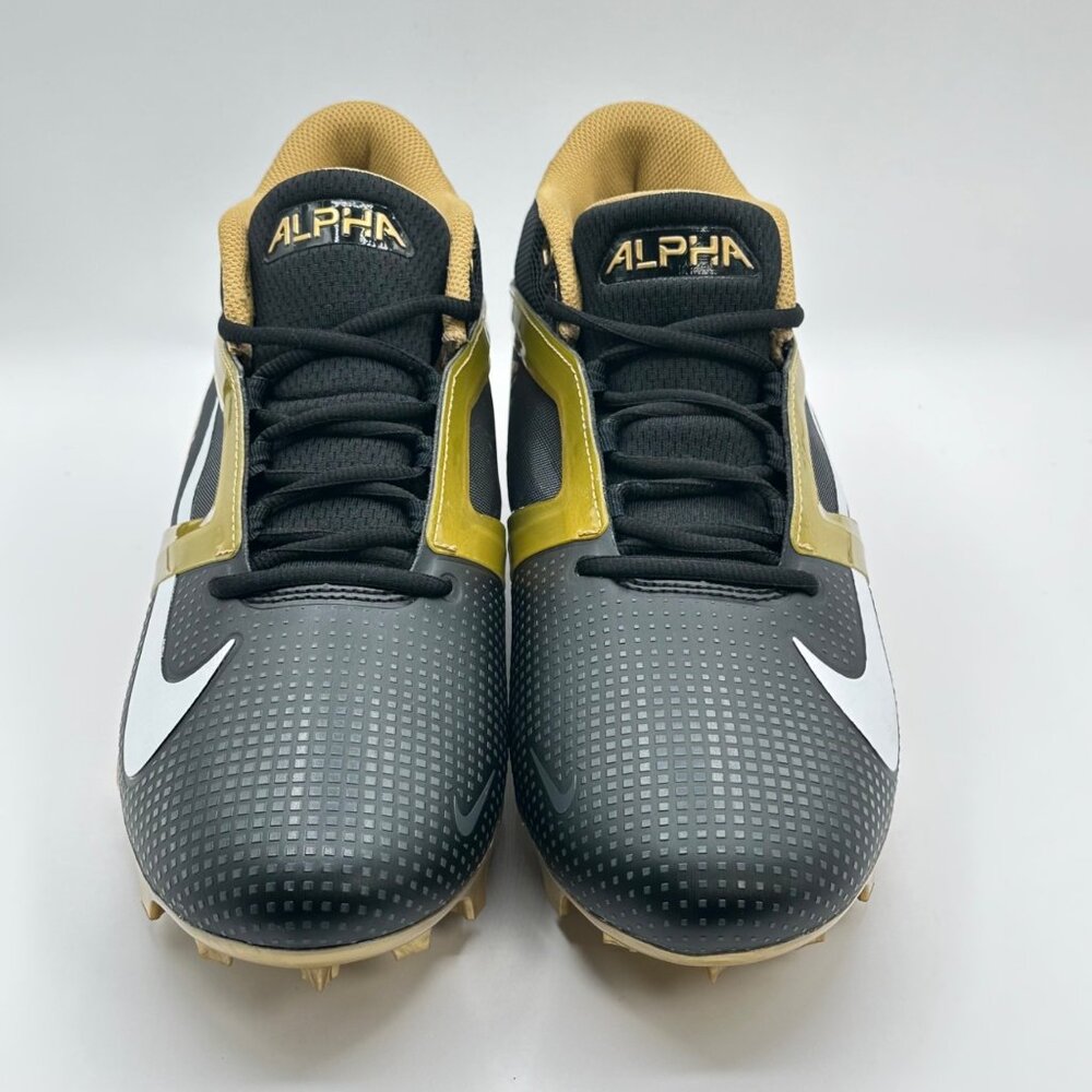Mens Nike Alpha Menace 4 Pro Football Cleats Size 10.5 Black Gold FD7037-003 NEW - Picture 2 of 8